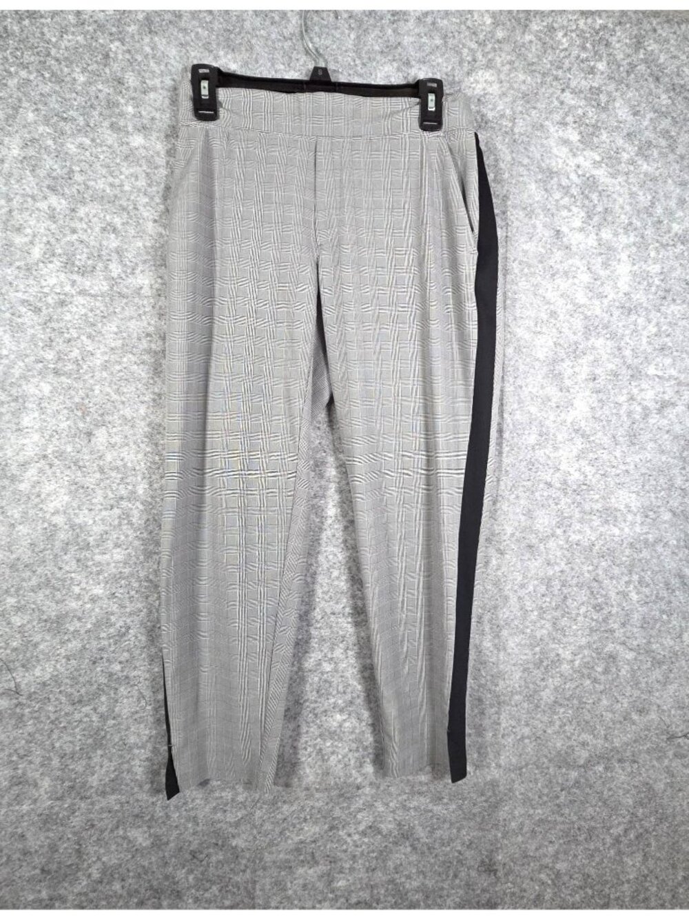 Athleta Brooklyn Plaid Tapered Ankle Pants Gray Black Stripe Size 4P - Picture 2 of 11